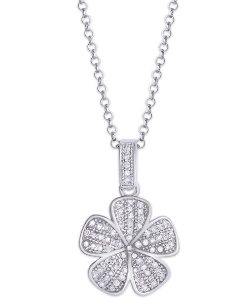 Macy's diamond 1/4 ct. t.w. Flower Pendant Necklace in Sterling Silver