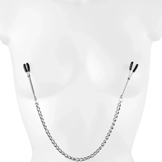 Gummierte Nippelklemme mit Kette