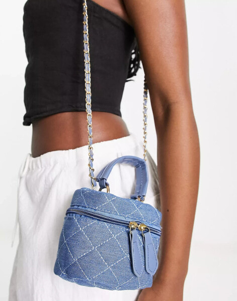 Madein. ultra mini cross body bag in quilted denim