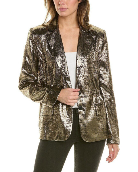 French Connection Alara Molten Metallic Suit Jacket Women's Gold 0