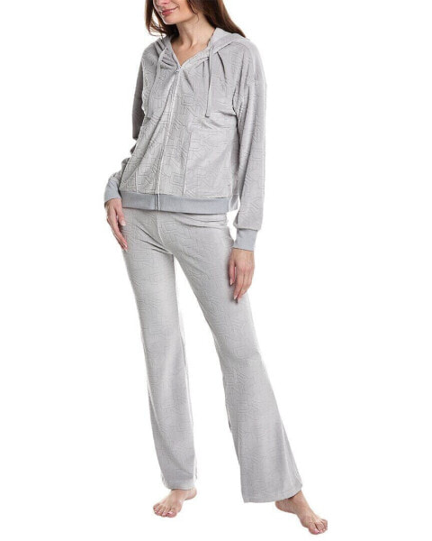 Dkny 2Pc Hoodie & Pant Lounge Set Women's Silver M