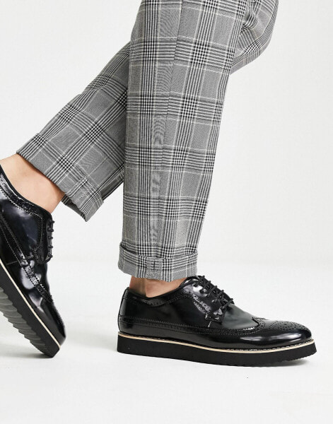 Truffle Collection casual lace up brogues in black