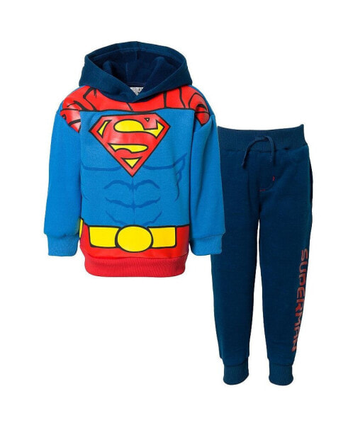 Boys Justice League Superman Batman Fleece Pullover Hoodie and Pants Outfit Set to