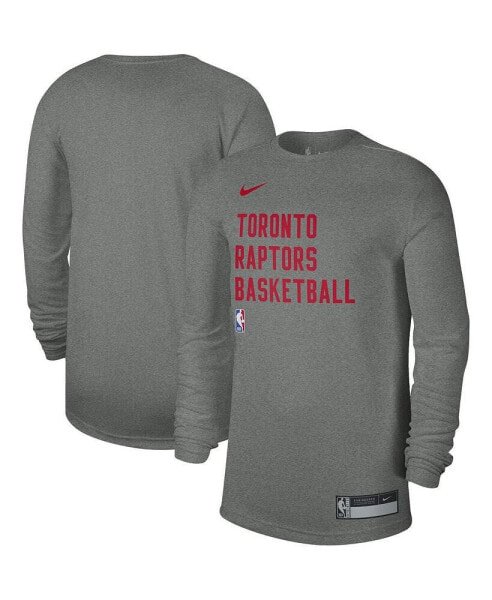 Men's and Women's Heather Gray Toronto Raptors 2023/24 Legend On-Court Practice Long Sleeve T-shirt