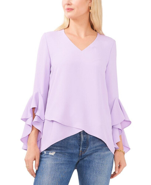 Women's V-neck Flutter Sleeve Blouse