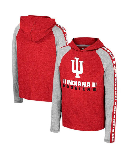 Big Boys Crimson Indiana Hoosiers Ned Raglan Long Sleeve Hooded T-shirt