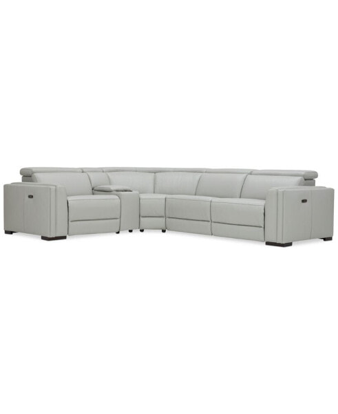 Jenneth 5-Pc. Leather L Sectional with 2 Power Motion Recliners, Created for Macy's