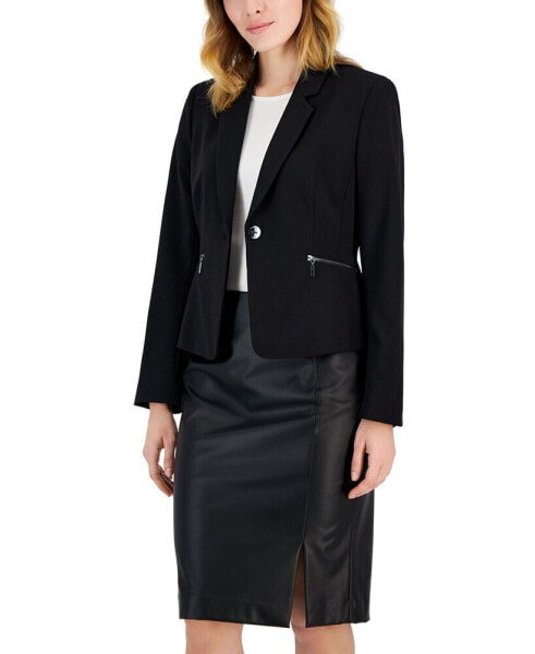 Women's Long-Sleeve Zip-Pocket Blazer