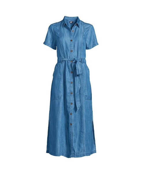 Women's Indigo TENCEL Fiber Midi Dress