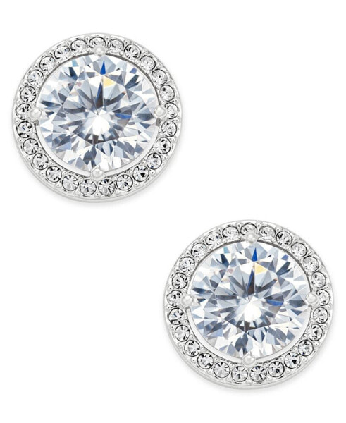 Silver-Tone Cubic Zirconia Framed Stud Earrings, Created for Macy's