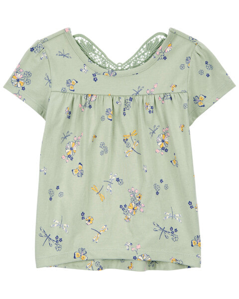 Baby Floral Print Crochet Butterfly Top 12M