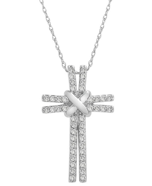 Macy's diamond Cross 18" Pendant Necklace (1/4 ct. t.w.) in 10k White Gold