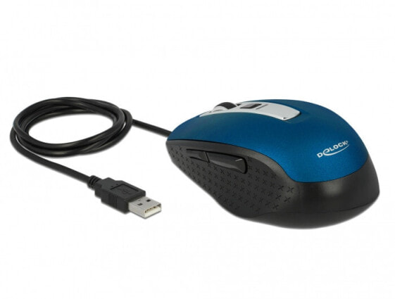 Delock 12621 - Right-hand - Optical - USB Type-A - 2000 DPI - Black - Blue