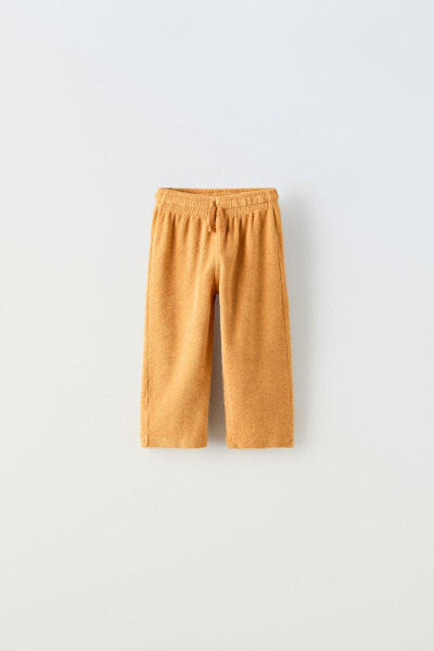 Однотонные брюки из махровой ткани ZARA