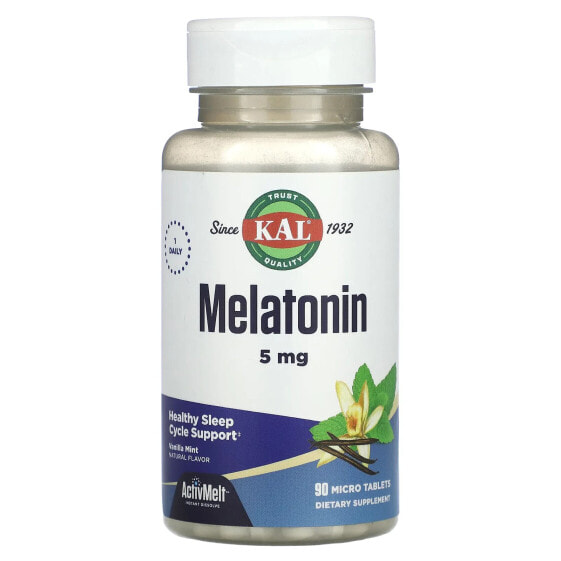 Витамин для здорового сна KAL Melatonin, ванильная мята, 5 мг, 90 микро-таблеток