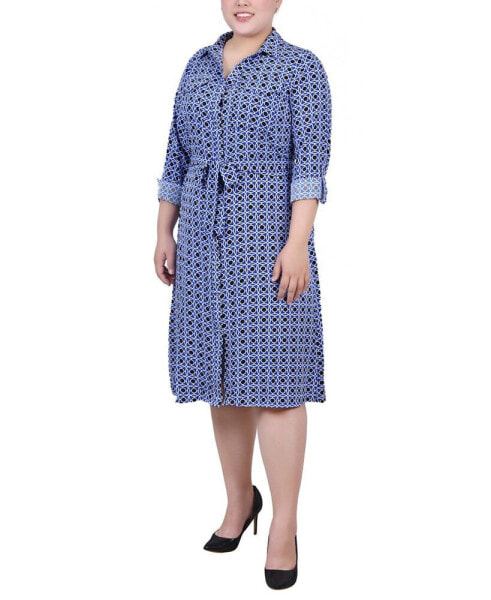 Plus Size Printed Shirt Dress