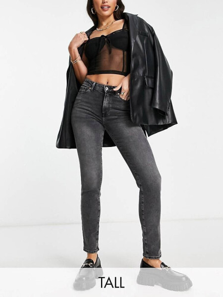 Only Tall Emily straight leg jeans in washed grey