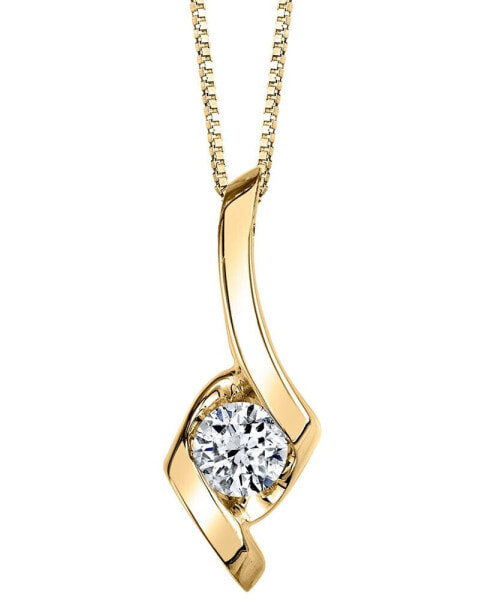 Sirena diamond Solitaire Swirl 18" Pendant Necklace (3/8 ct. t.w.) in 14k Gold