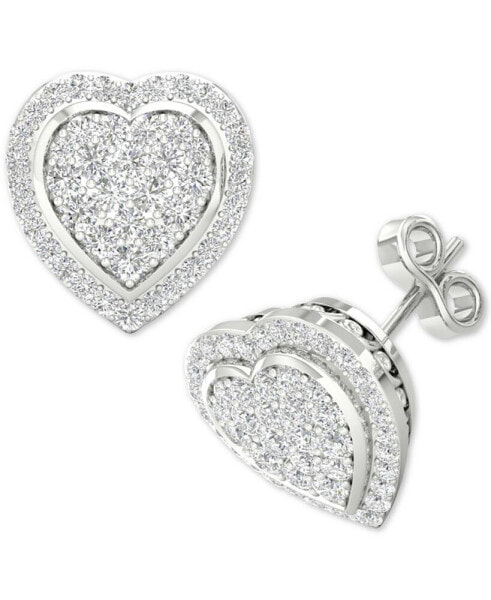 Серьги Macy's Diamond Heart Cluster