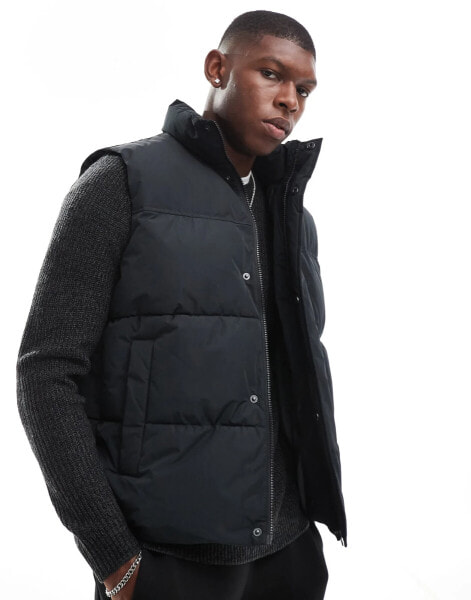 Jack & Jones puffer gilet in black