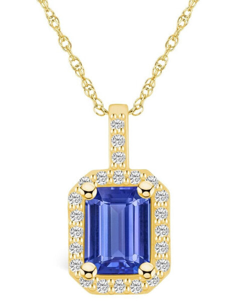 Tanzanite (1-5/8 Ct. t.w.) and Diamond (1/4 Ct. t.w.) Halo Pendant Necklace