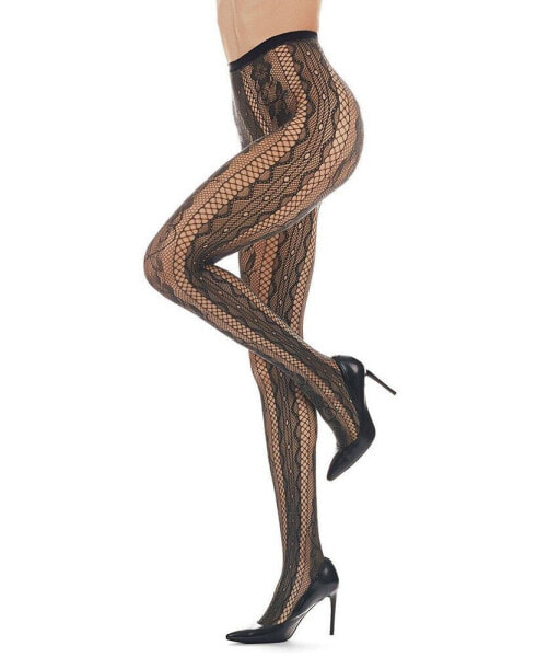 Women's Linear Floral Net Tights Stockings