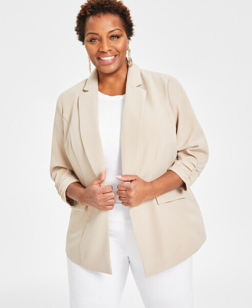 Plus Size 3/4-Sleeve Blazer, Created for Macy's