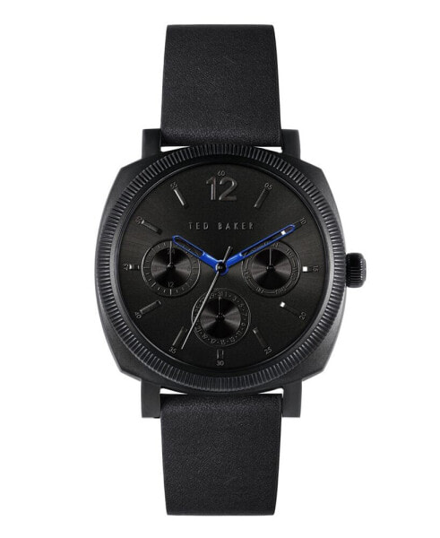Men's Caine Black Leather Strap Watch 42mm