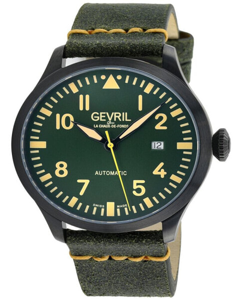 Men's Vaughn Olive Green Leather Watch 44mm