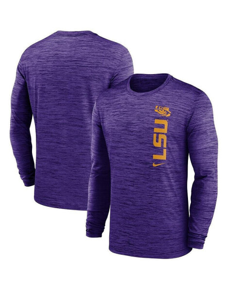 Men's Purple LSU Tigers 2024 Sideline Velocity Performance Long Sleeve T-Shirt