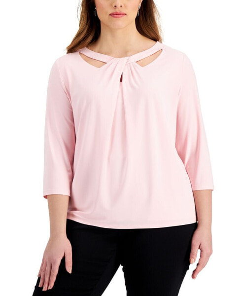 Plus Size Twist-Neck Top