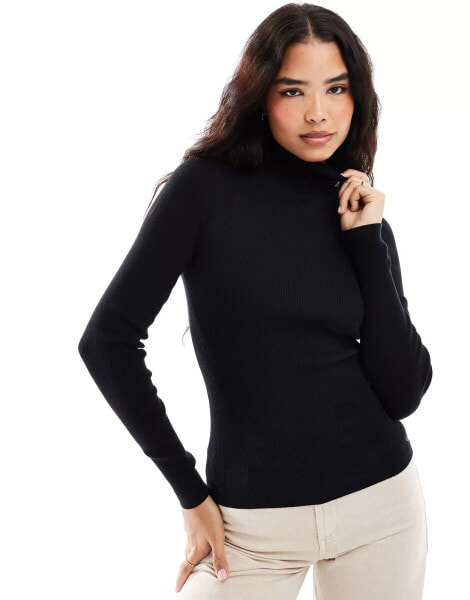 Calvin Klein Jeans Slim Ribbed Roll Neck Jumper in CK Black