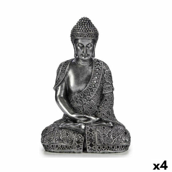 Декоративная фигура Будда Сидя Серебристая Gift Decor Sitting Silver 17 x 32,5 x 22 см (4 штуки)