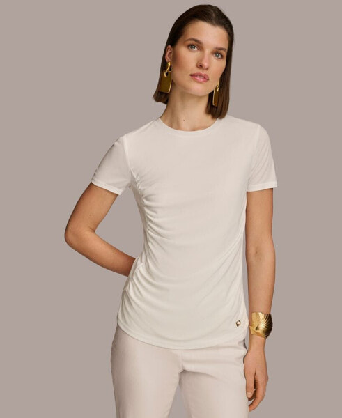 Women's Short Sleeve Ruched-Side Top