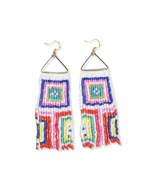 INK + ALLOY Neon And White On Triangle Fringe Earring 4"