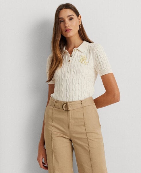 Women's Cable-Knit Polo Shirt