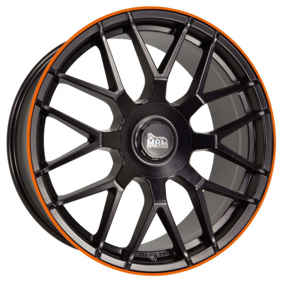 MAM GT1 matt black lip orange 9.5x19 ET30 - LK5/112 ML66.6