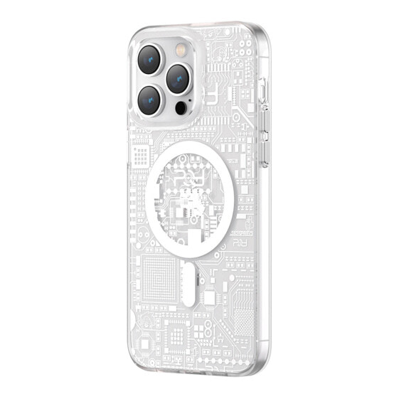 Чехол Kingxbar для iPhone 14 Pro MagSafe PQY Geek Series магнитный серебристый