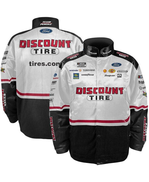 Куртка мужская с застежкой Team Penske Austin Cindric Discount Tire в белом и черном цветах из нейлона