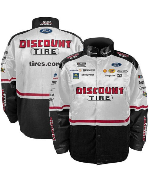 Men's White, Black Austin Cindric Discount Tire Nylon Uniform Full-Snap Jacket