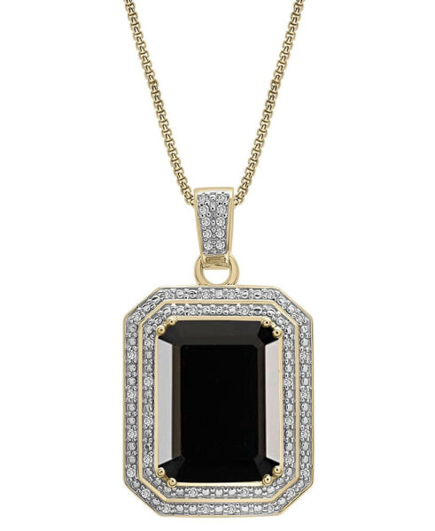 Lab Grown Ruby (16-5/8 ct. t.w.) & Diamond (1/4 ct. t.w.) Rectangular Pendant Necklace in 14k Gold-Plated Sterling Silver, 22"