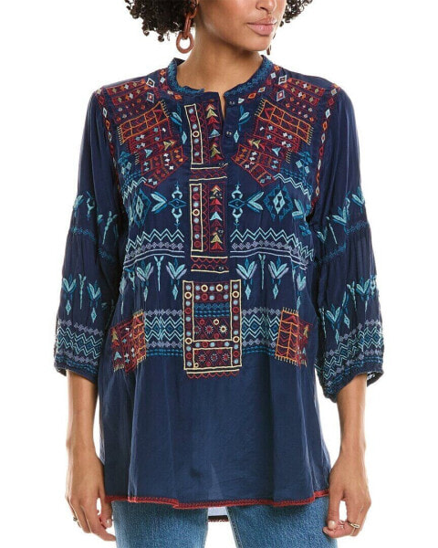 Johnny Was Esme Silk Tunic Women's Blue M