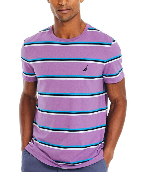 Men's Classic-Fit Stripe Logo Embroidered T-Shirt