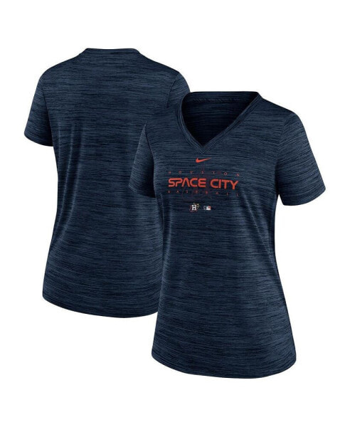 Women's Navy Houston Astros City Connect Velocity Practice Performance V-Neck T-shirt