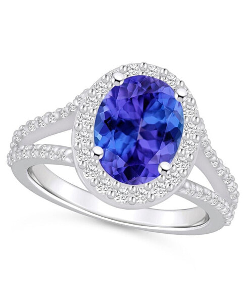 Tanzanite (2-3/4 Ct. t.w.) and Diamond (3/4 Ct. t.w.) Halo Ring