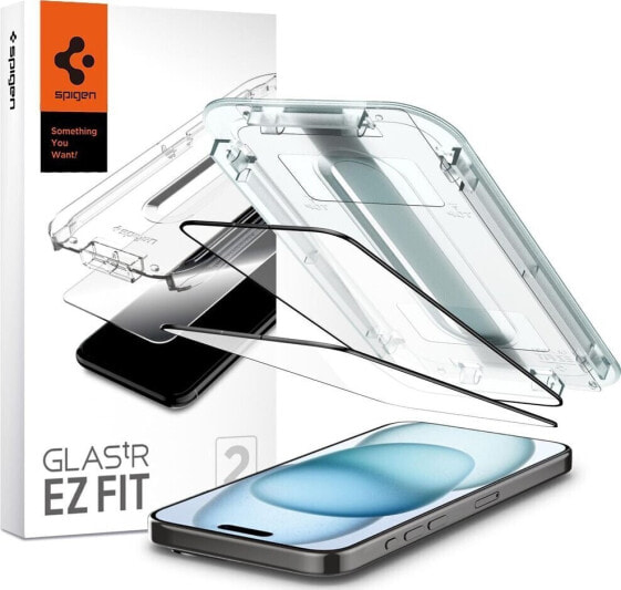 Spigen Spigen Glass tR EZ Fit 2 Pack, FC Black - iPhone 15