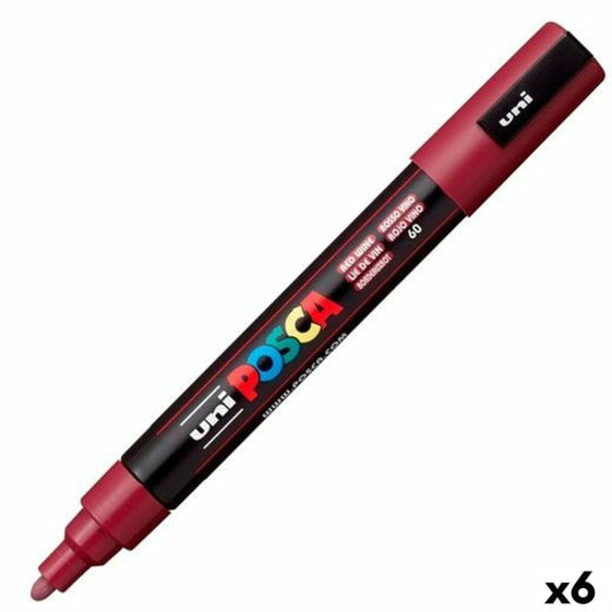 Ручки фломастеры POSCA PC-5M Тёмно Бордовый (6 штук)