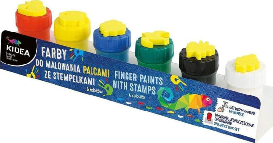 Краски для рисования пальцами с печатями 6 шт. Derform Farby do malowania palcami ze stemplami 6szt KIDEA.