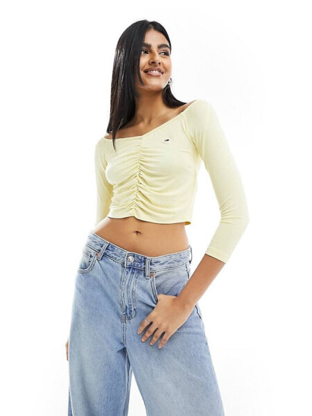 Tommy Jeans Crop Top in Dark Yellow