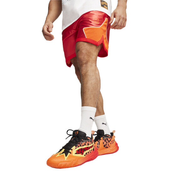 Puma Hoops X Cheeta Dazzle Shorts Mens Red Casual Athletic Bottoms 62587101